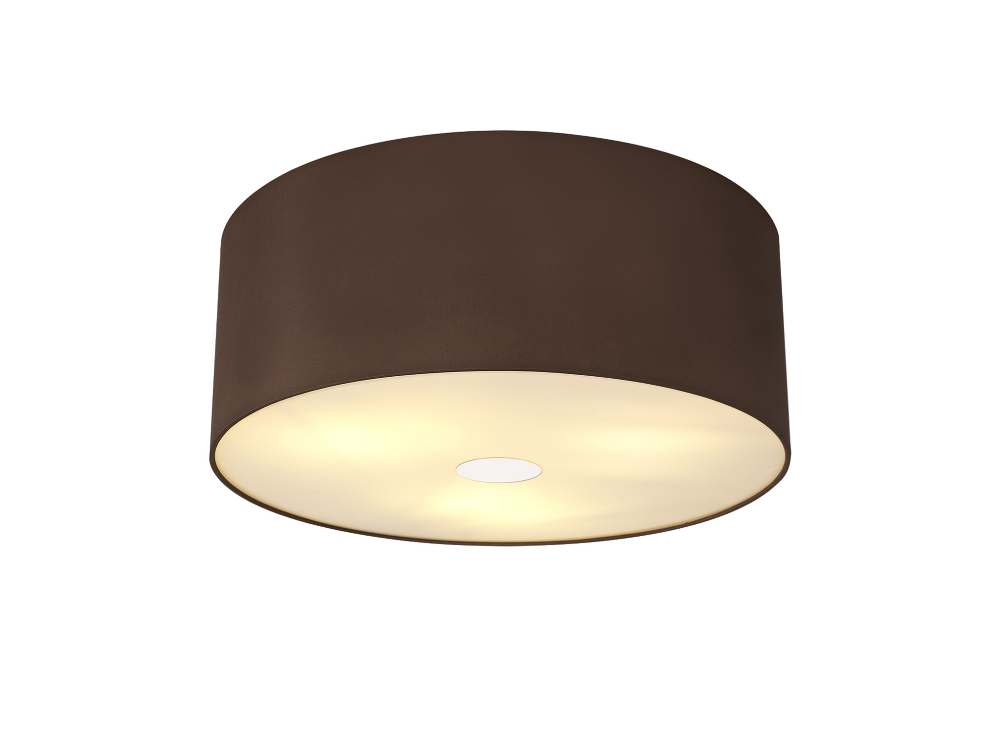 DK0362  Baymont 50cm, Flush 3 Light Polished Chrome, Raw Cocoa/Grecian Bronze, Frosted Diffuser